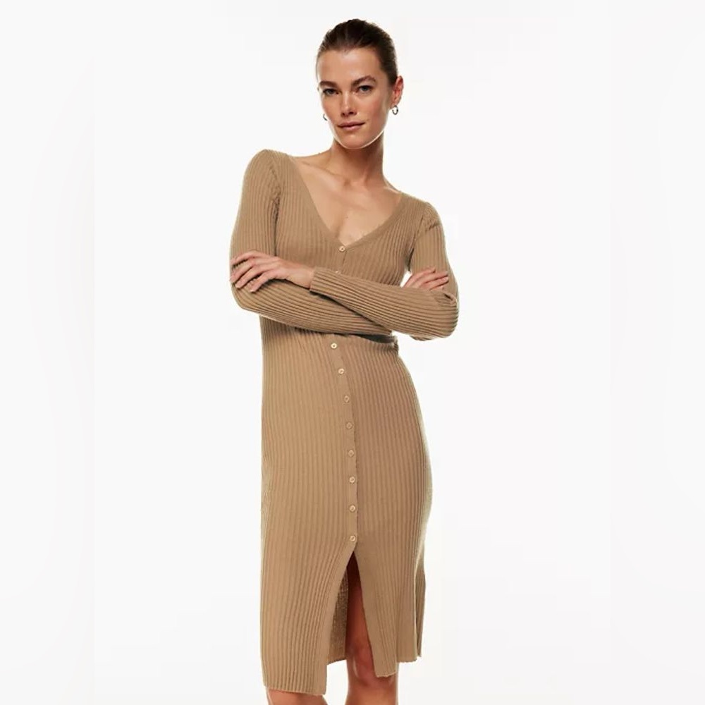 The Group by Babaton Aritzia Avalon Dress in Gold Camel Color!